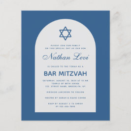 Bar Mitzvah Budget Classic Blue Arch Einladung