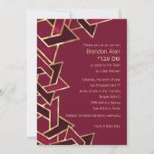 Bar Mitzvah Burgundy Red Gold Star von David Einladung (Vorderseite)