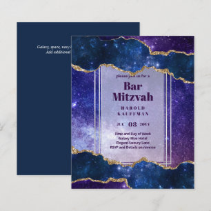 BAR MITZVAH CARDS Celestial Skies Blue Galaxy Gold