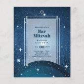 BAR MITZVAH CARDS Celestial Skies Blue Galaxy Gold (Vorderseite)