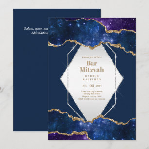 BAR MITZVAH CARDS Celestial Skies Blue Galaxy Gold Einladung