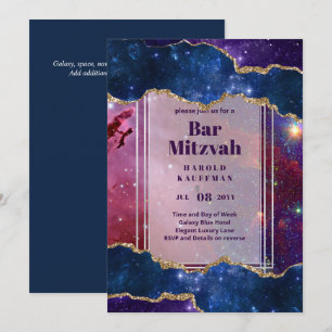 BAR MITZVAH CARDS Celestial Skies Blue Galaxy Gold Einladung