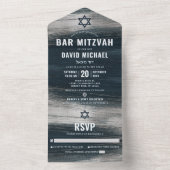 Bar Mitzvah Charcoal Gray Silver Foil Modern Bold All In One Einladung (Innen Boden)