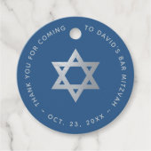 Bar Mitzvah Classic Blue Faux Silver Star of David Geschenkanhänger (Vorderseite)