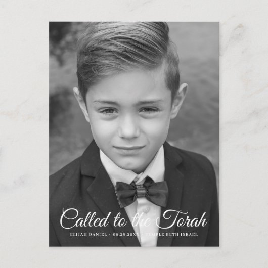 Bar Mitzvah Classic Elegantes Foto Einladung Postkarte (Vorderseite)