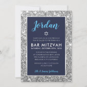 BAR MITZVAH cool zwischen blaublau silber einladen Einladung (Vorderseite)