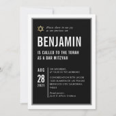 BAR MITZVAH coole moderne Typografie Schwarz-weiß Einladung (Vorderseite)