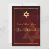 Bar Mitzvah/Crimson Red/Gold Einladung (Rückseite)