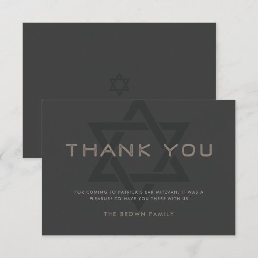 Bar Mitzvah Dankeskarte (Vorne/Hinten)