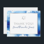 BAR MITZVAH dankt Silber-Stern blaue Wasserfarbe Dankeskarte<br><div class="desc">per kat massard >>> kat@simplysweetPAPERIE.com << Eine einfache, stilvolle Art zu sagen, danke an Ihre Gäste für den Besuch Ihres Kindes BAR MITZVAH Setup als Vorlage ist es einfach für Sie, Ihre eigenen Daten hinzuzufügen, oder klicken Sie auf die Schaltfläche Anpassen und Sie können hinzufügen oder ändern Text, Schriftart, Größen...</div>