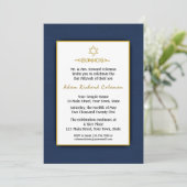 Bar Mitzvah Dark Blue und Gold Einladung (Stehend Vorderseite)