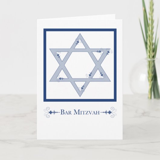 Bar mitzvah (Davidsstern Eleganz) Karte (Vorderseite)