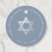 Bar Mitzvah Dusty Blue & Faux Silver Star of David Geschenkanhänger (Rückseite)