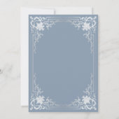Bar Mitzvah Dusty Blue Imitats Silver Elegant Vint Einladung (Rückseite)