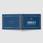 BAR MITZVAH Edelgold denim blue aqua Gästebuch (Voll)