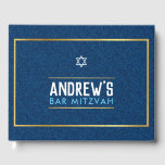 BAR MITZVAH Edelgold denim blue aqua Gästebuch<br><div class="desc">von kat massage >>> WWW.SIMPLYSWEETPAPERIE.COM <<<</div>
