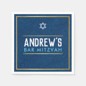 BAR MITZVAH Edelgold denim blue aqua Serviette (Vorderseite)