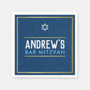 BAR MITZVAH Edelgold denim blue aqua Serviette