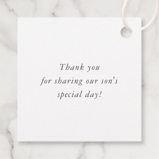 BAR MITZVAH, einfach, modern, geometrisch, grau Geschenkanhänger (Rückseite)