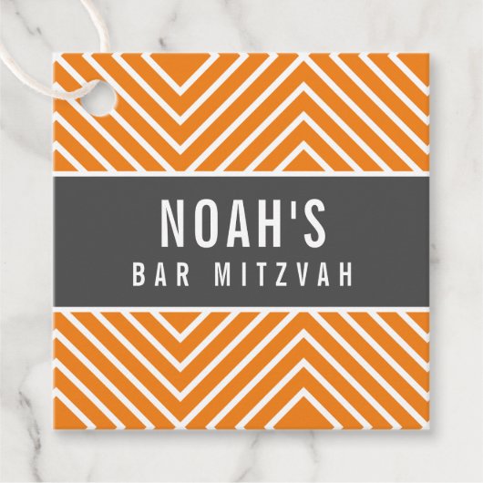 BAR MITZVAH, einfach, modern, geometrisch, grau Geschenkanhänger (Vorderseite)