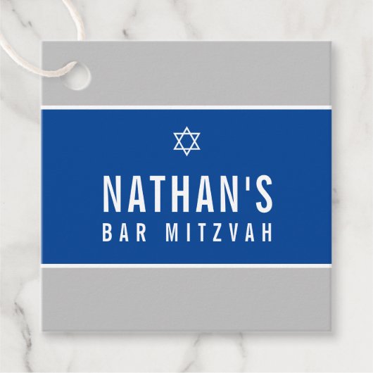 BAR MITZVAH, einfach, modern geometrisch grau Geschenkanhänger (Vorderseite)