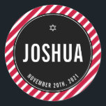 BAR MITZVAH, einfach, modern gestreift, schlicht,  Runder Aufkleber<br><div class="desc">von kat massage >>> https://linktr.ee/simplysweetpaperie <<<</div>