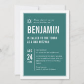 BAR MITZVAH, einfach, modern, grün Einladung (Vorderseite)