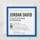 BAR MITZVAH, einfach, modern, royblau Einladung (Vorderseite)