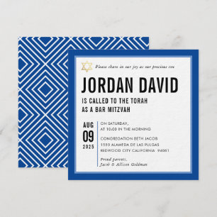 BAR MITZVAH, einfach, modern, royblau Einladung