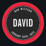 BAR MITZVAH, einfach, modern, schlicht, schwarz, b Runder Aufkleber<br><div class="desc">von kat massage >>> https://linktr.ee/simplysweetpaperie <<<</div>