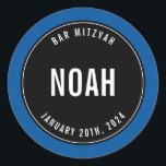 BAR MITZVAH, einfach, modern, schlicht, schwarz, b Runder Aufkleber<br><div class="desc">von kat massage >>> https://linktr.ee/simplysweetpaperie <<<</div>