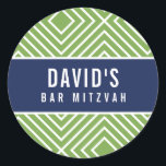 BAR MITZVAH einfache moderne geometrische Marine g Runder Aufkleber<br><div class="desc">von kat massage >>> https://linktr.ee/simplysweetpaperie <<<</div>