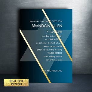 Bar Mitzvah Einfache Moderne Sie wählen Farbe Folien Feiertagskarte