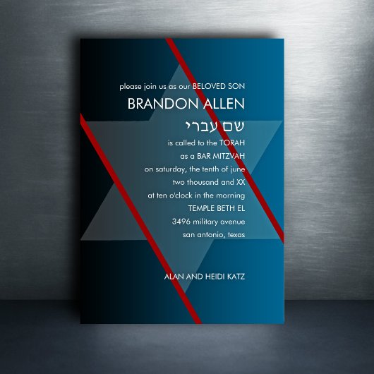 Bar Mitzvah Einfache Moderne Wählen Sie Farben Einladung