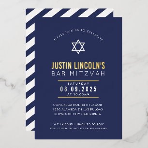 BAR MITZVAH einfacher Stern modern minimalistisch  Folieneinladung