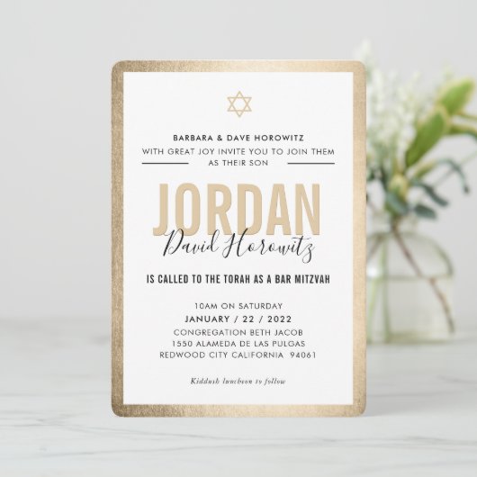 BAR MITZVAH EINLADUNG (Stehend Vorderseite)