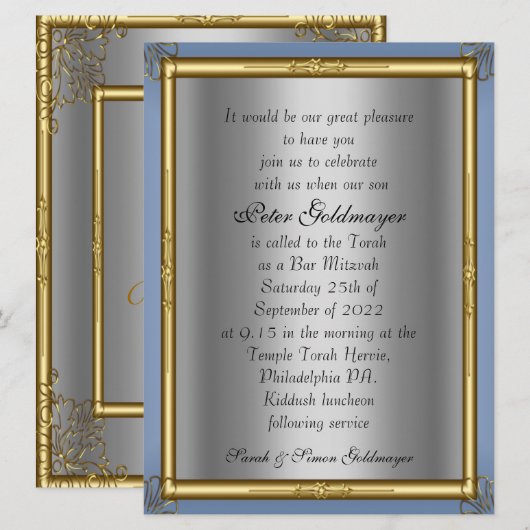 Bar Mitzvah Einladung (Vorne/Hinten)