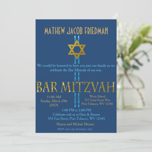 Bar Mitzvah Einladung (Stehend Vorderseite)