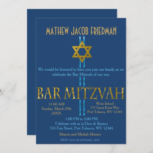 Bar Mitzvah Einladung (Vorne/Hinten)