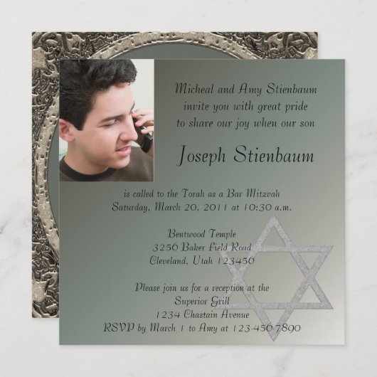 Bar Mitzvah Einladung (Vorne/Hinten)