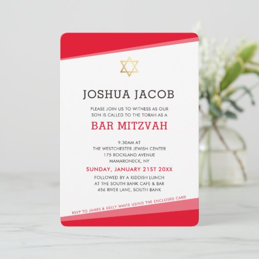 BAR MITZVAH EINLADUNG (Stehend Vorderseite)
