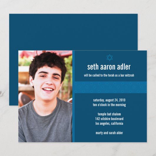 Bar Mitzvah Einladung (Vorne/Hinten)