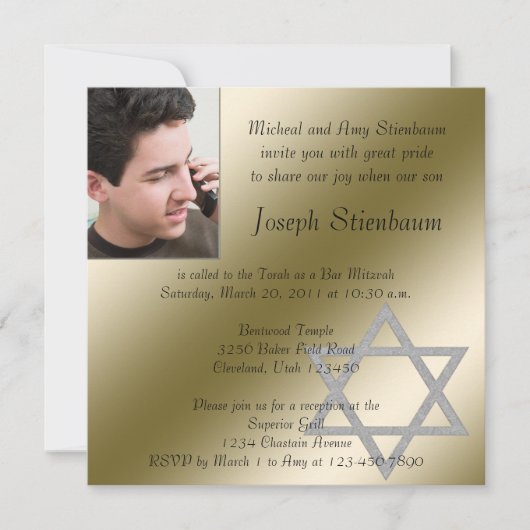 Bar Mitzvah Einladung (Vorderseite)