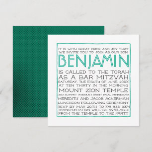 Bar Mitzvah Einladung - 2018 Pantone Arcadia