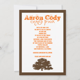 Bar Mitzvah Einladung Aaron Tree of Life Orange