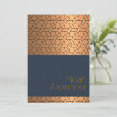 Bar Mitzvah Einladung Blue Gold Magen David (Stehend Vorderseite)