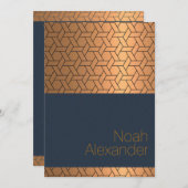 Bar Mitzvah Einladung Blue Gold Magen David (Vorne/Hinten)