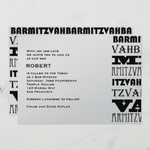 Bar Mitzvah Einladung Cool Metallic Horiz