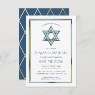 Bar Mitzvah Einladung - Davidsstern Mit Gold