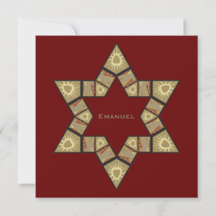 Bar Mitzvah Einladung Emanuel Star David Maroon